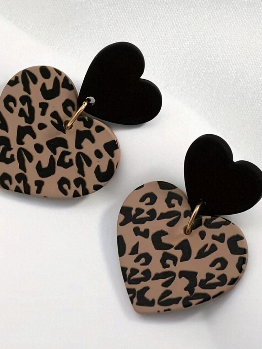 NWT* Heart, Leopard Print, Gold, Black, Dangle, Hanging Earrings* NEW